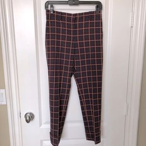 Theory Cropped Cuffed York Plaid Wool Pants - size 2